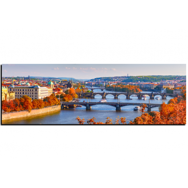 Obraz na plátně - Řeka Vltava a Karlův most - panoráma